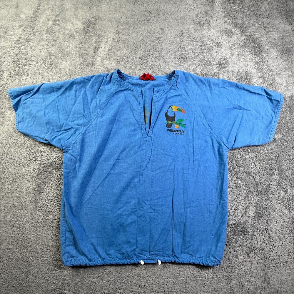 Vintage Cira Sol Mexico Merida Yucatan Shirt Blue 100% Cotton Adult L/XL